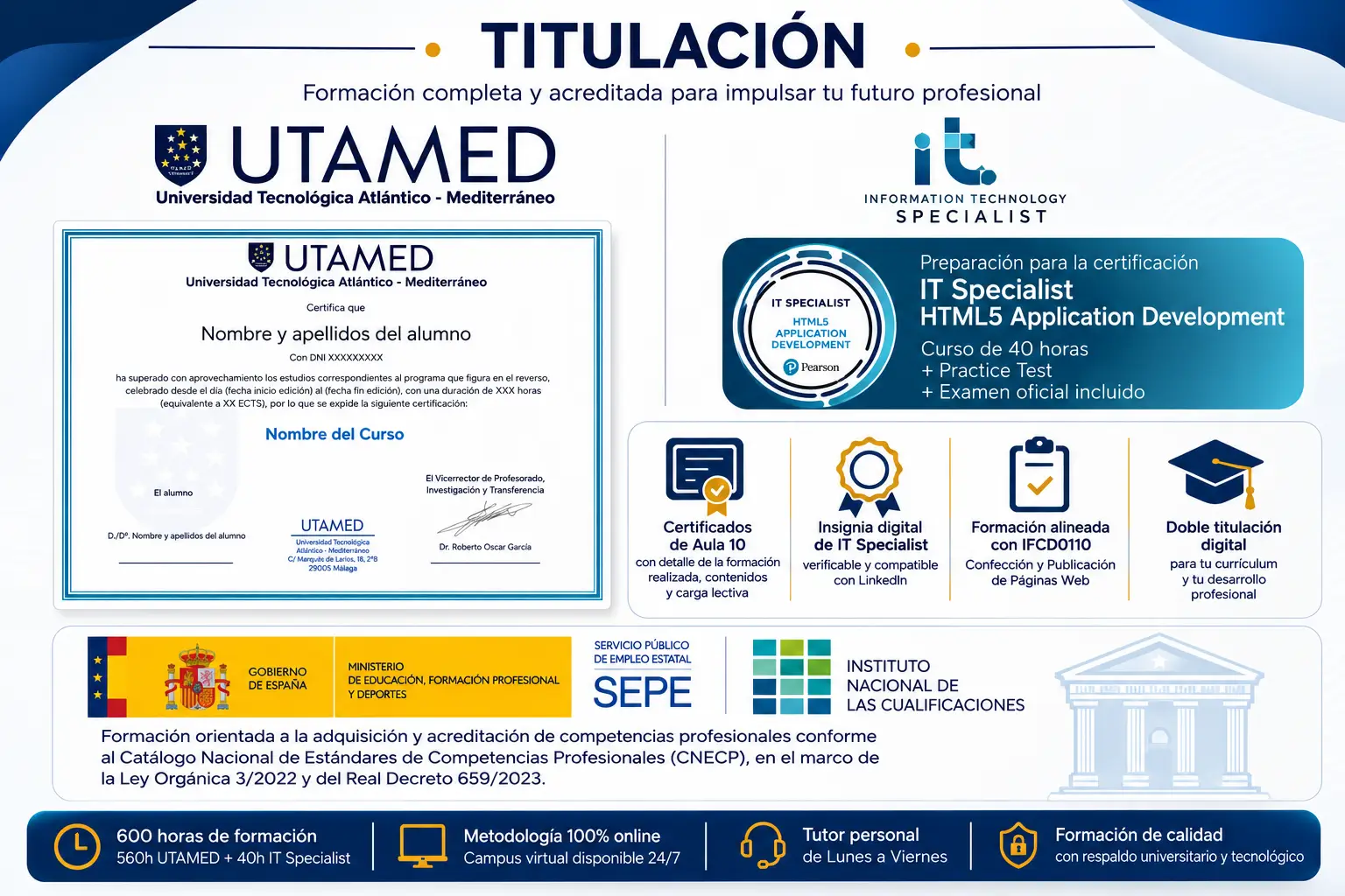 Curso Superior en Confección y Publicación de Páginas Web IFCD0110 | UTAMED e IT Specialist | Titulación UTAMED+ITSpecialist+Aula 10