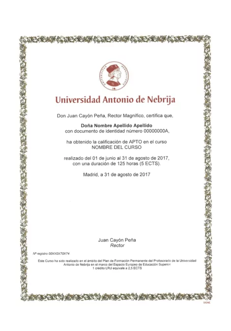 Diploma Antonio Nebrija
